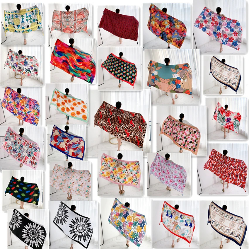 20 styles 90x180cm Cotton linen Summer Beach Dress Bikini Coverups Sarong Wrap Scarf Women Brazilian Swimsuit Bathing Cover Up 250321