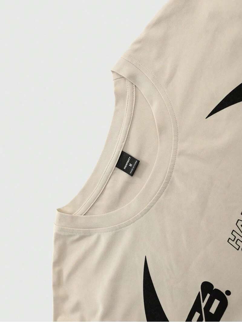 Trendy Two Piece Fashion STRONG Letter Printed Crew Neck T-Shirt And Trousers Set Hip Hop Wear Men's Clothing