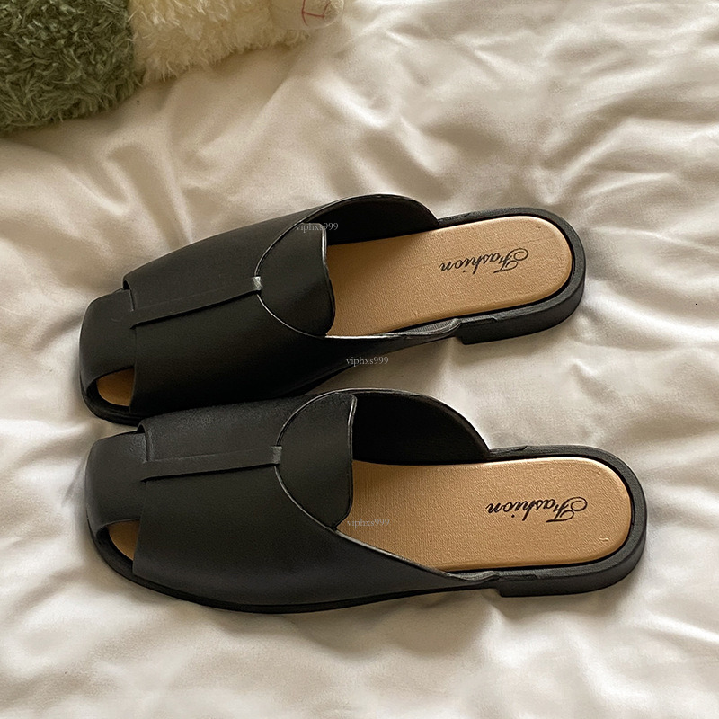 New Designer Sandals With Free Shipping Open Toed Solid Color Drag Summer Cool Fashion Half Bag Women's Shoes Flat Slippers For Outerwear Women