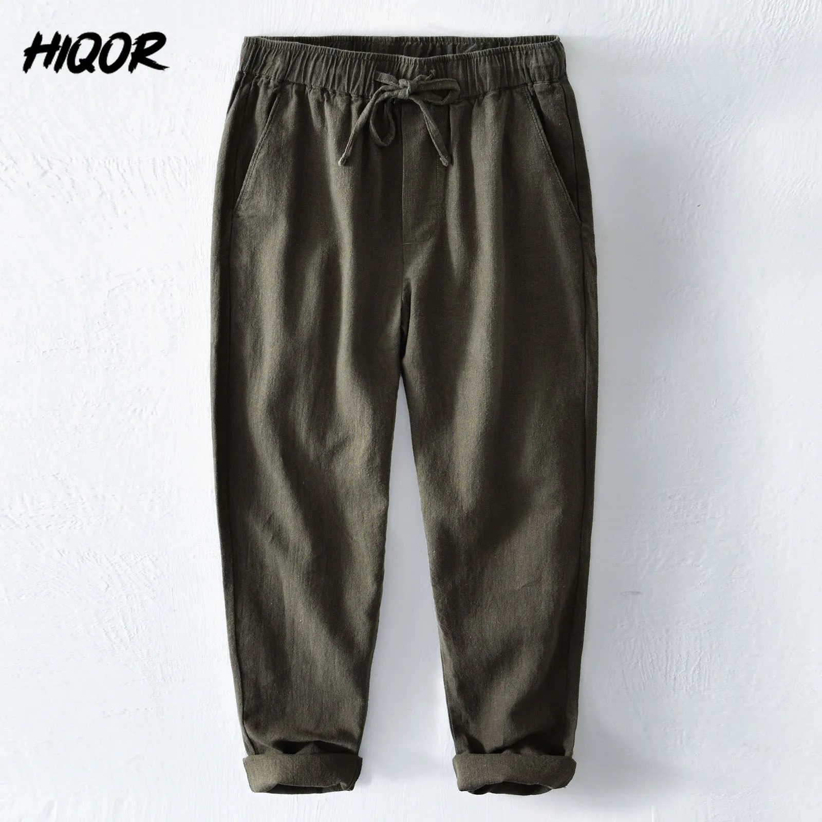 HIQOR Summer Men Linen Trousers Male Cotton Linen Casual Baggy Pants Breathable Pantalones Hombre Sweatpants Men Clothing 250402