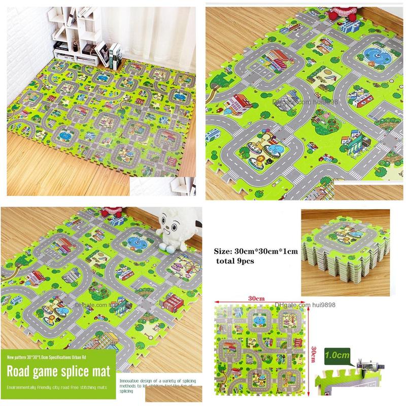 Baby Rugs Playmats Play Mat 9Pcslot Kids Carpet Playmat Children Rug Soft Floor Toys Road Traffic Home Decor Eva Foam Puzzles 24041 Dhcwv S25414