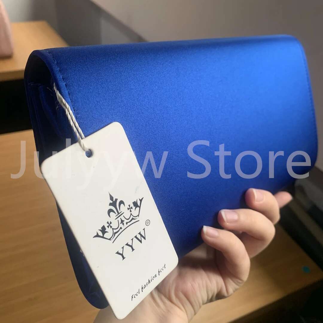 Royal Blue Handbag Rhie Pochette Femme Clutch For Women 2024 Flap Evening Party Bags Purse Clutches With Chain