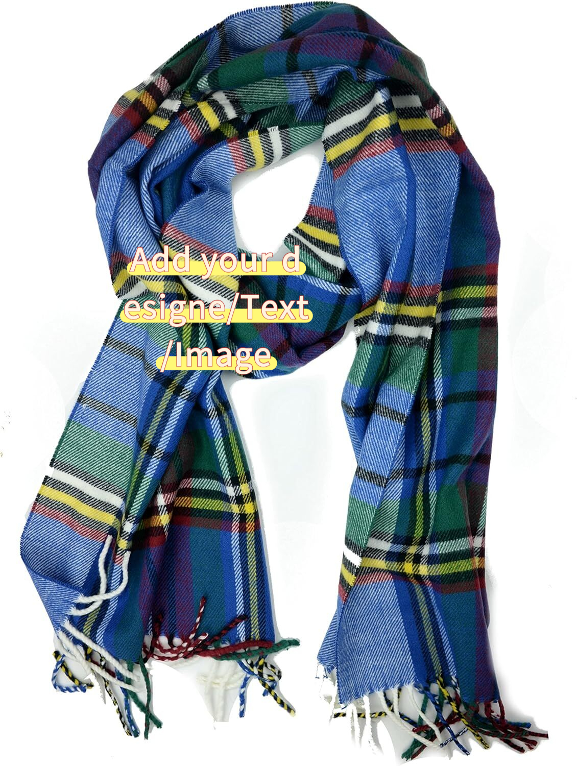 Custom Plaid Check and Solid Cashmere Feel Winter Scarf Warm Scarfs Cold Weather Accessories Fringe Scarves Christmas gifts