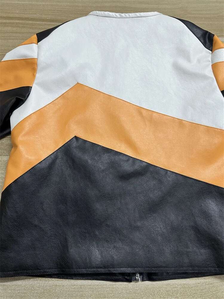 Orange Fashion Streetwear Casual Zip Up Jacket For Women 2023 Patchwork Crop Tops Fashion Jackets Trend Coats