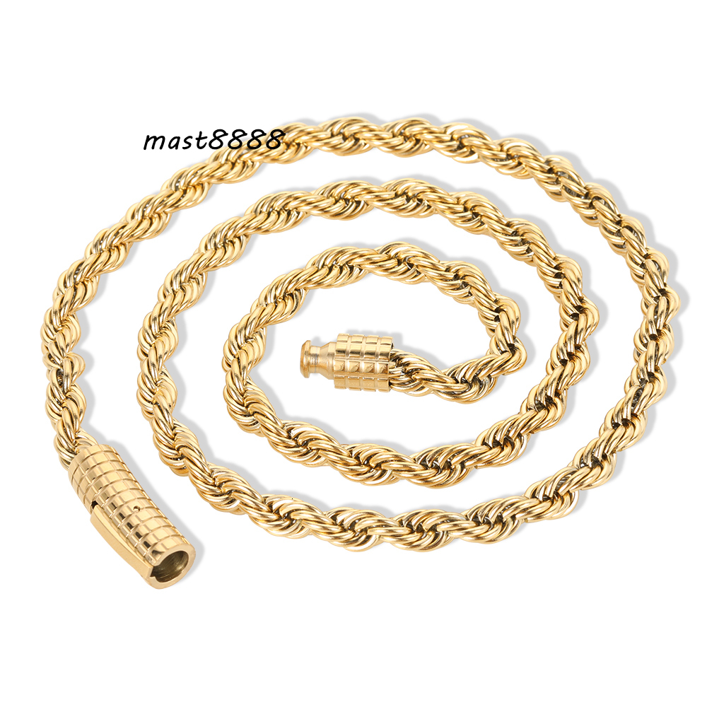 Men 18k Gold Plated Necklace Jewelry Stainless Steel Gold Chain With Striped Jewelry Buckle Cuban Chain Necklace
