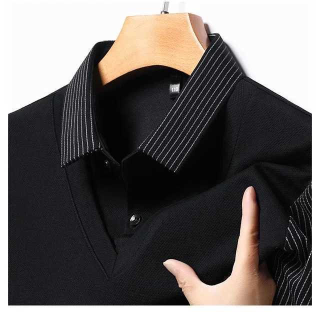 Spring 2025 mens high-end fake two-piece thick shirt with a casual and fashionable collar and bottom polo shirt with soft and high stretch fabric W250