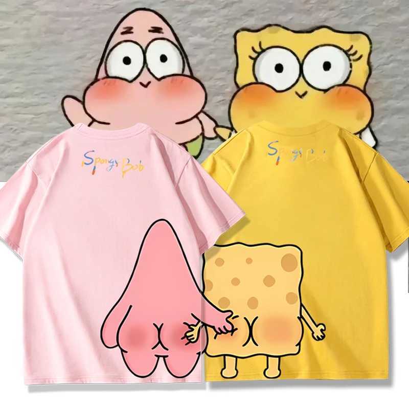SquarePants Star 100% pure cotton short sLeeved couple parents children summer T-shirt outdoor casual top W250403