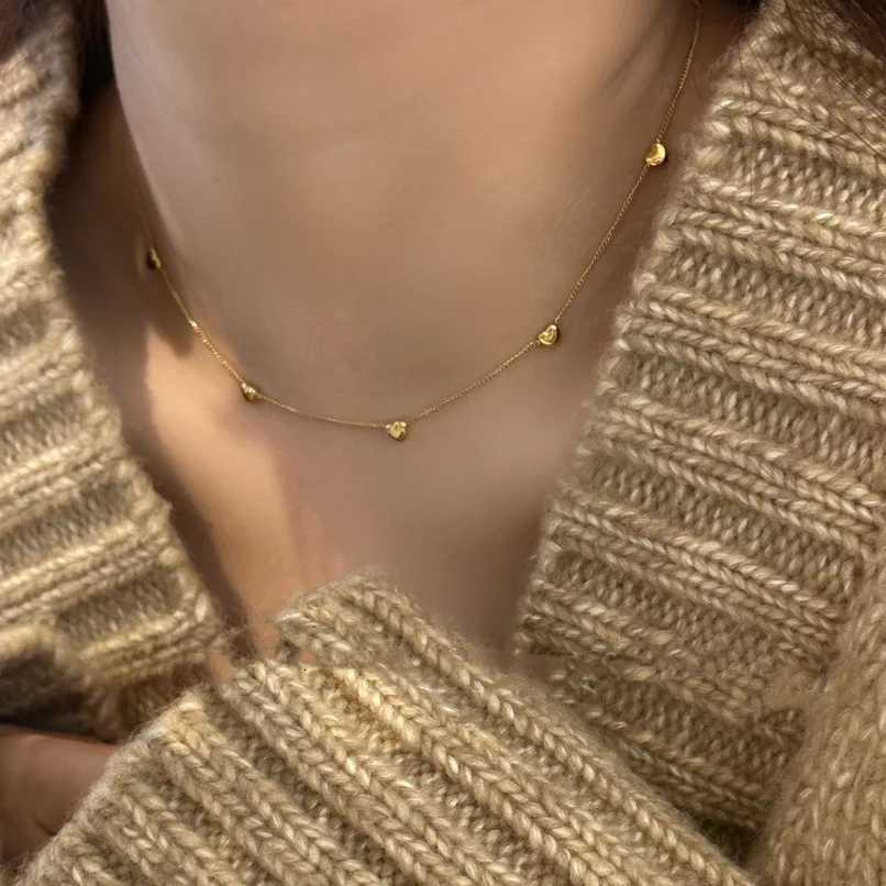 316L Stainless Steel New Fashion Jewelry Many Bead Love Heart Shape Charm Lovers Chain Choker Necklaces Pendants For WomenXJ251104