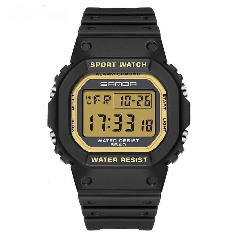 DHwatches Sanda Square Single Display Electronic Watch Multifunctional Alarm Clock Luminous Outdoor Sports Waterproof Student Wristwatch