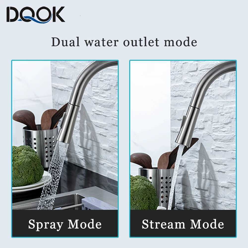 DQOK Kitchen Faucet Pl Out Bed Nickle Sensor Stainless Steel Black Smart Induction Mixed Tap Touch Control Sink Tap Y251104