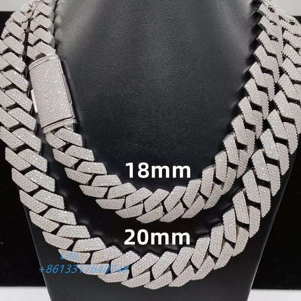 15MM 18MM 20MM Heavy Cuban Chain Custom Hip Hop Iced Out Jewelry Moissanite Diamond 925 Cuban Link Chain