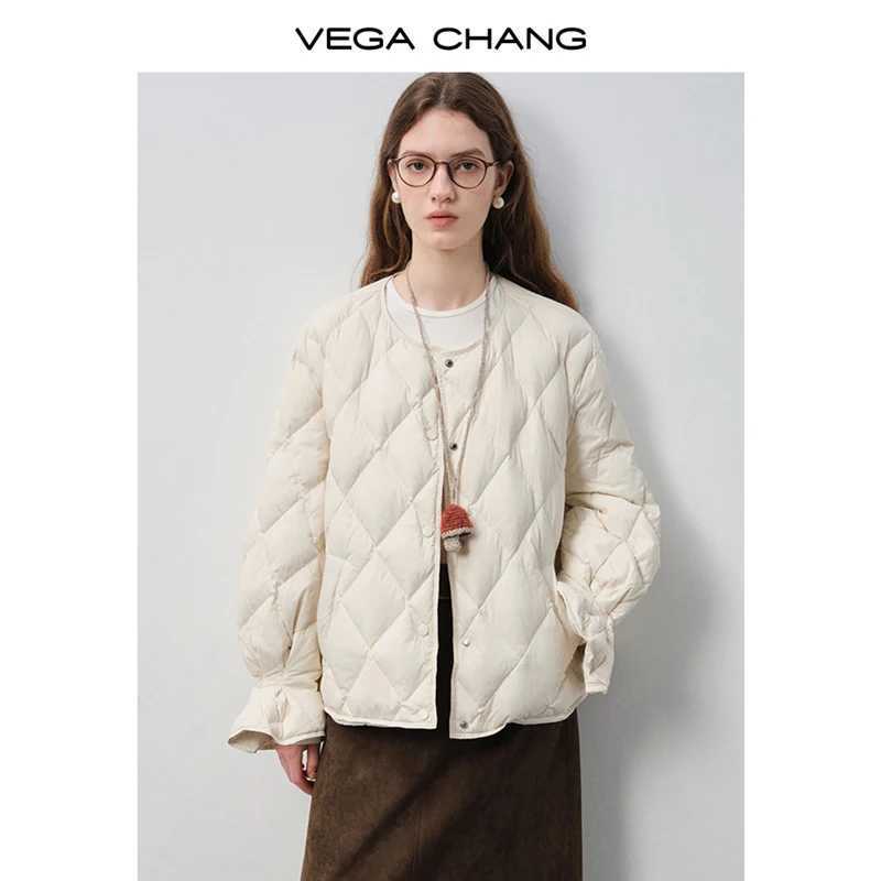Vega Chang New Autumn and Winter Womens down Jacket with Puff Sleeves Lightweight Quilted Girly Warm Coat J251104