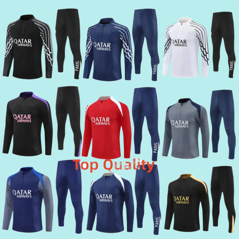 24/25/26 Paris D.DOUE soccer sets tracksuits 4th football training suit PSGes BARCOLA KVARATSKHELIA survetement maillot foot chandal O.DEMBELE jacket adult kids