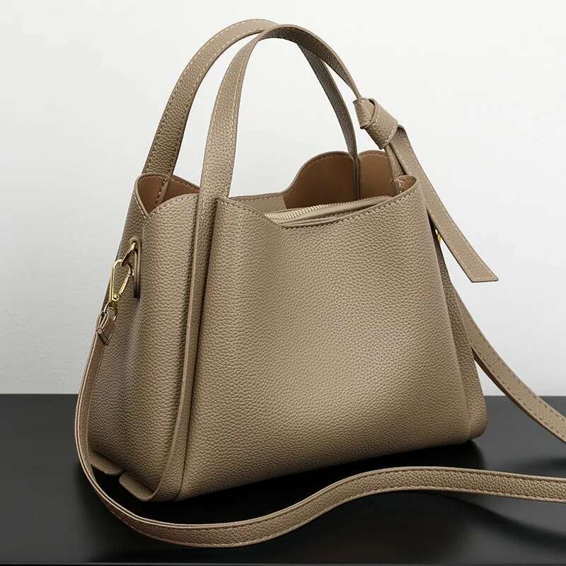 2025 new soft leather women's handbag designer women's vegetable basket premium bag crossbody bag hundred bucket shoulder trendy crossbody b