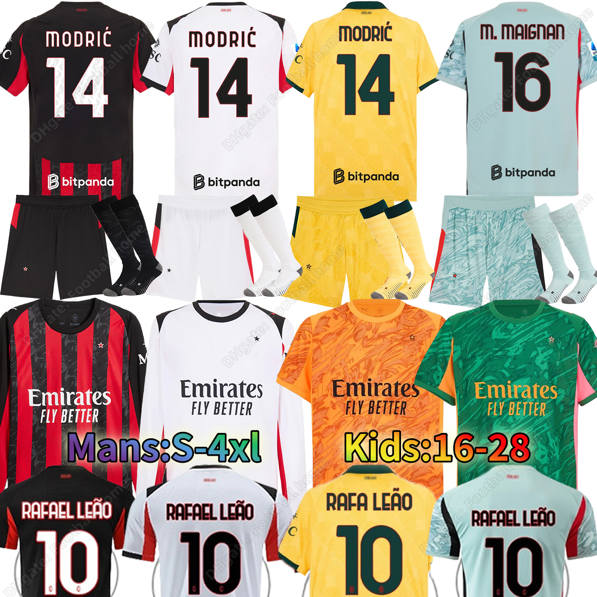 2025 2026 AC MilLAn Soccer Jerseys Maglia MODRIC Home Away Third THEO PULISIC ROMAGNOLI RAFA LEAO JOAO FELIX GIMENEZ Fan Player Men Kids Football shirts uniform 88