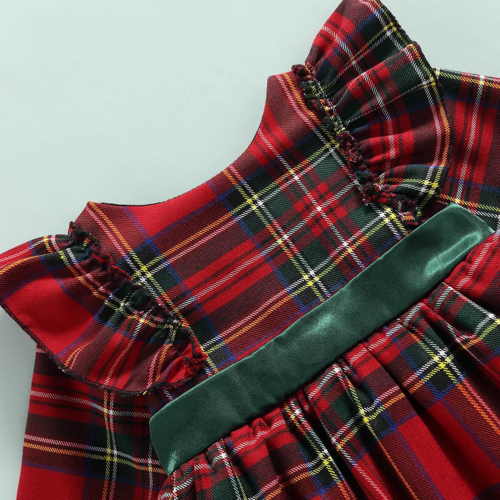 Toddler Girl Christmas Dress Red Green Plaid Dress With Bow Kids Outfits For Fall/Winter Long Sleeve Children Party Clothing C251104