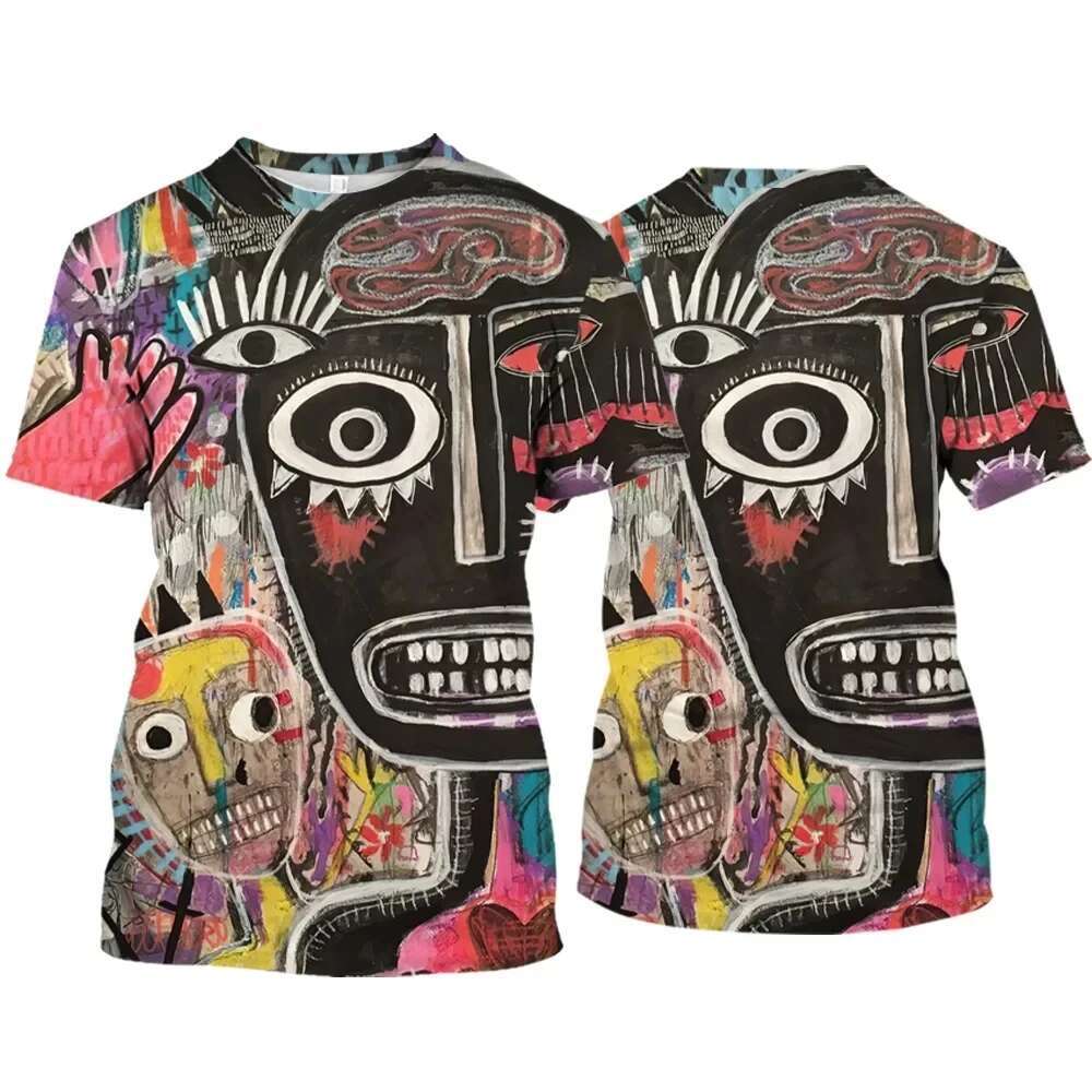 New 3D Graffiti Hip Hop Haruku Ptinted Men T-shirts Summer Fashion Casual Street Style Tee Trend Personality Short Sleeve Tops