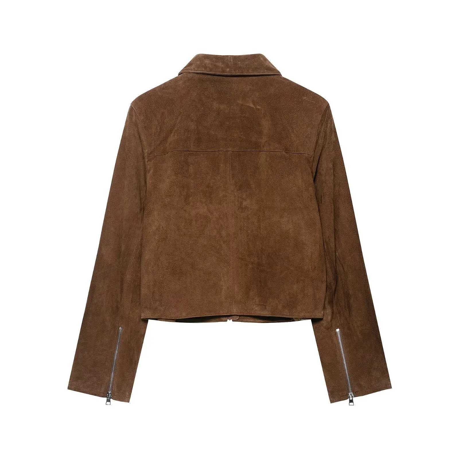 2025 Fashion Womens Casual Suede Jackets Coat Female Zipper Long Sleeve Pockets Coats Winter Lady Commute Jacket Streetwear J251103