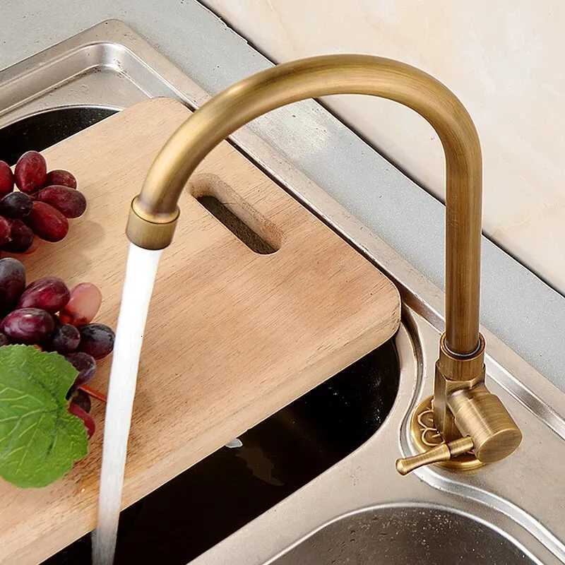 Cold Kitchen Sink Faucet Antique Bronze Finished 360 Degree Single Hole Water Tap Cooper Kitchen Tap ELK12 Y251104