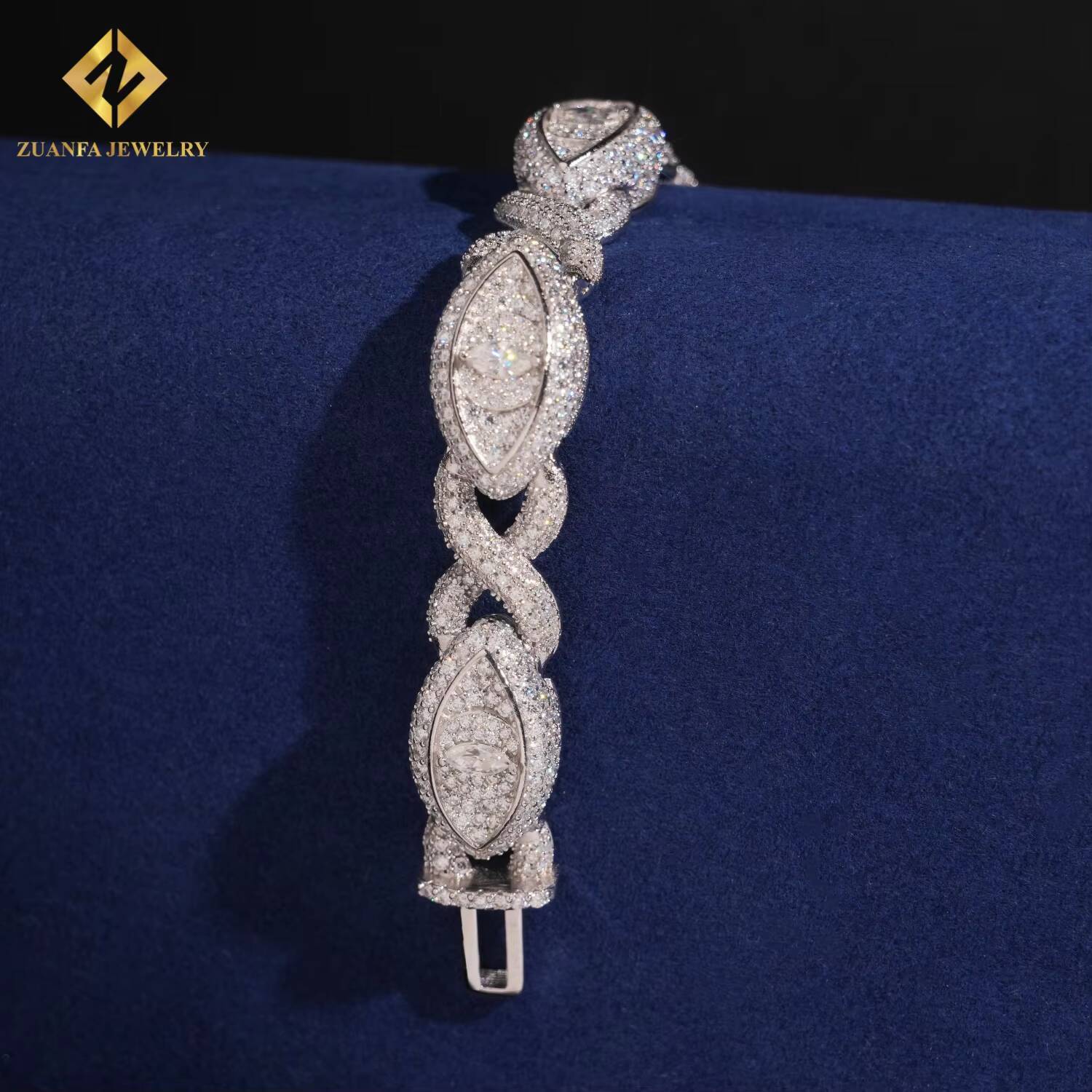 Hip Hop Jewelry Iced Out VVS Moissanite Marquise Diamond 925 Sterling Silver Evil Eyes Bracelet for Men