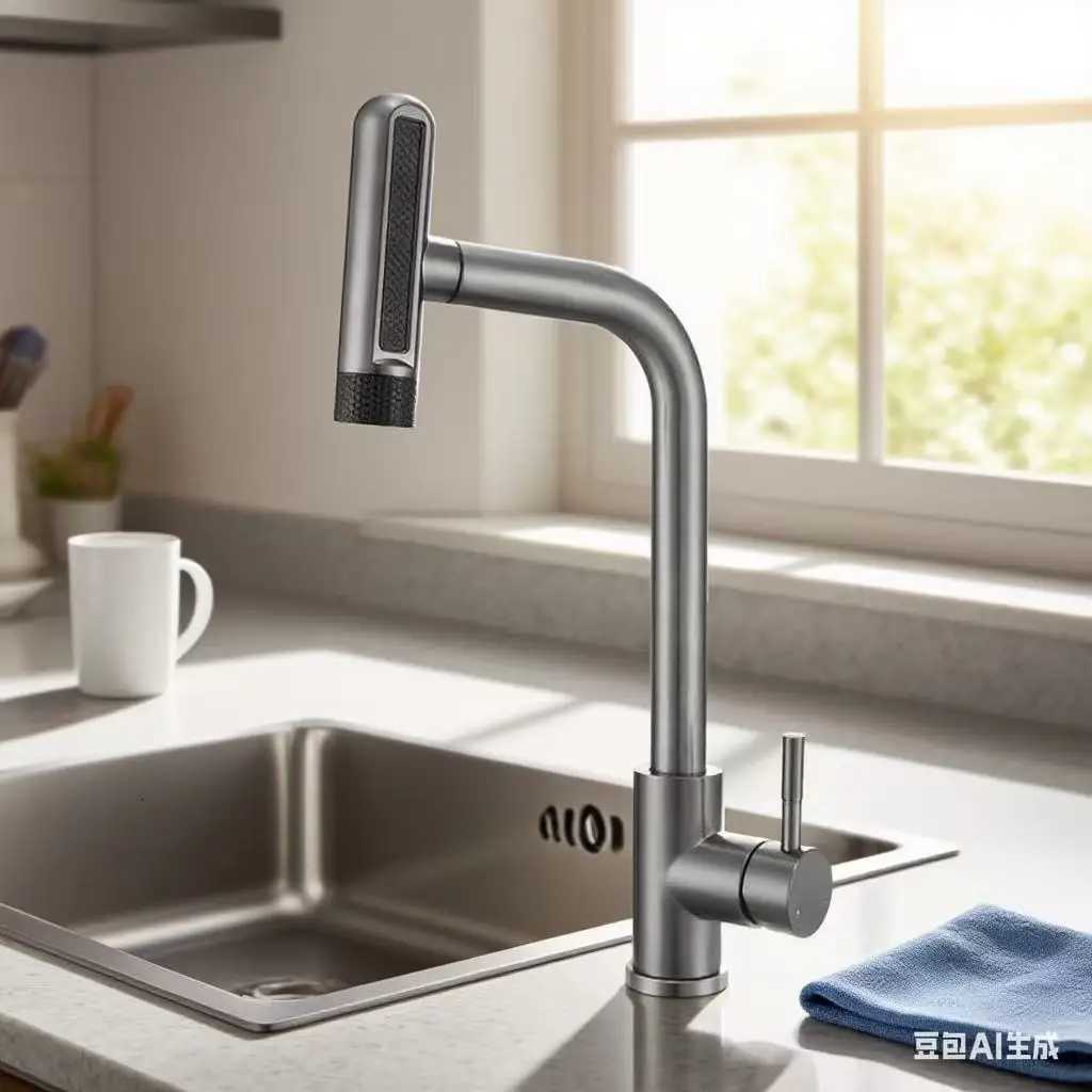 Black/Gray/Silver Pl-Out Kitchen Faucet Three Water Stream Sprayer Stainless Steel Hot and Cold Water Mixing Faucet Countertop Y251104