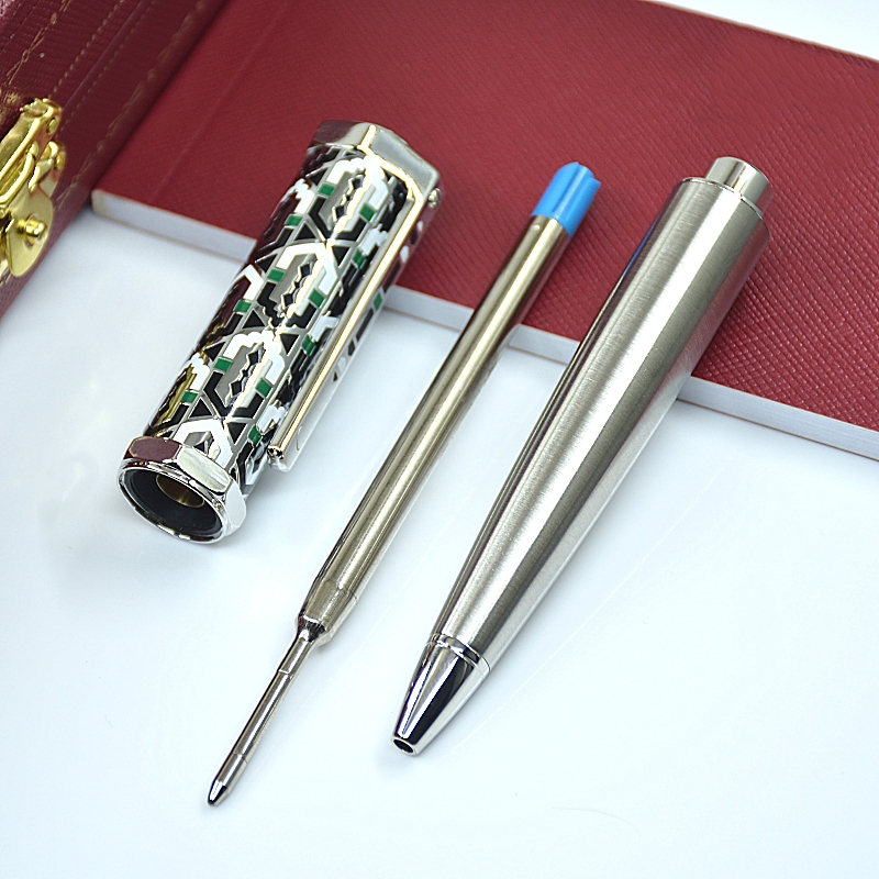 New Arrived Ct Santos-Dumont Metal Ballpoint Pen Unique Inlay Gem Design Office School Writing Ball Pens With Serial Number AAA High Quality