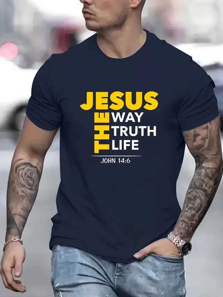 Jesus Print T-shirt mens T-shirt casual short sleeved T-shirt summer casual comfortable all year round easy to care for W250403