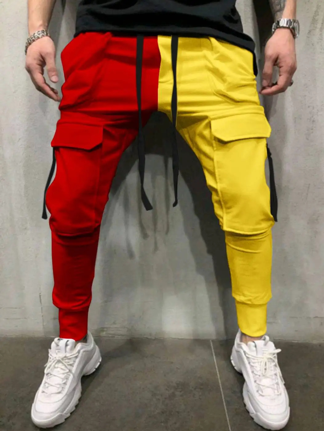 Spring and summer trend mens casual sports pants color matching fitness yinyang hiphop street commodity 250403e