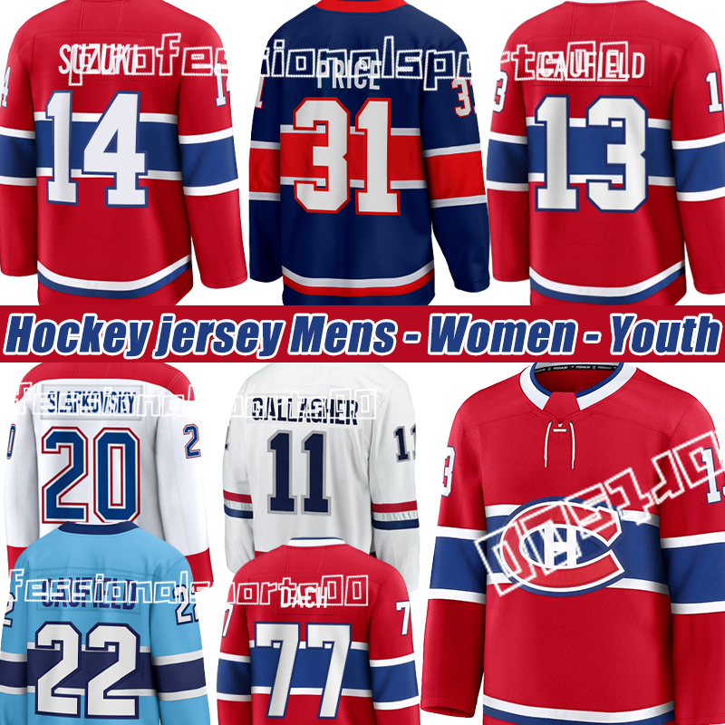 14 Nick Suzuki montreals hockey jersey canadiens jersey Cole Caufield Hutson Juraj Slafkovsky Brendan Gallagher Kirby Dach Sam Montembeault Patrick Roy jerseys
