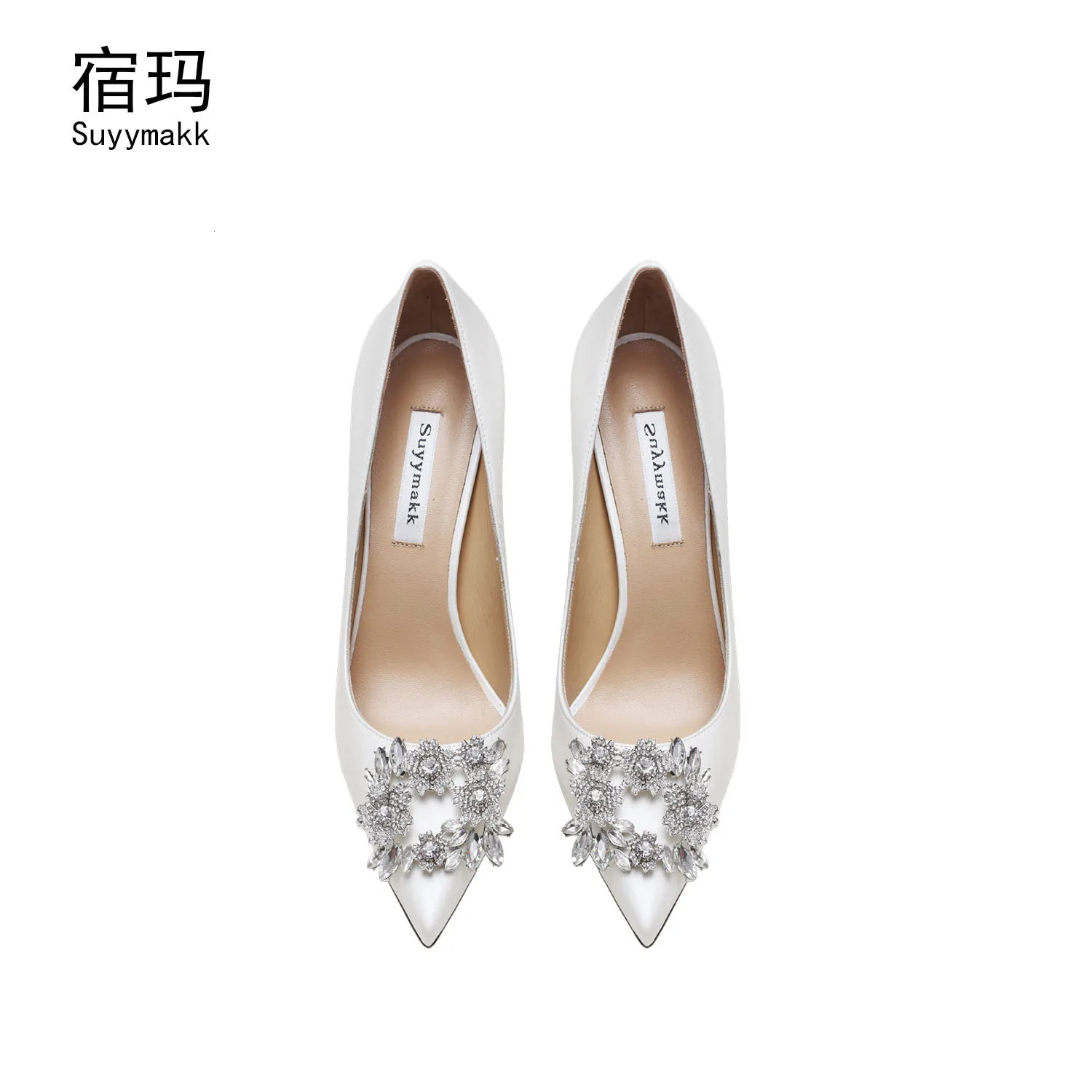 Woman shoes Pumps Pointed toe Party High Heels White Wedding Shoes Rhinestone elegan Womens Shoes Bridal Shoes Women 251103