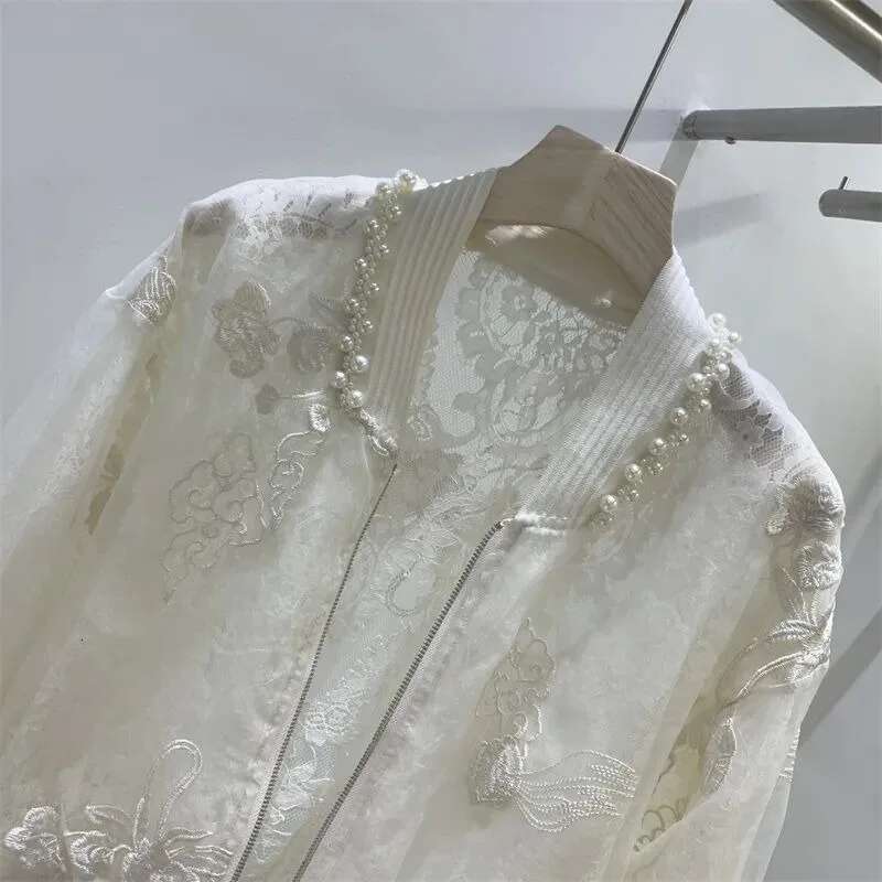 Neploe Chinese Style Beading O-Neck Jackets 2025 New Long Sleeve Tops Mujer Y2k Embroidery Sun Protection Coat Women