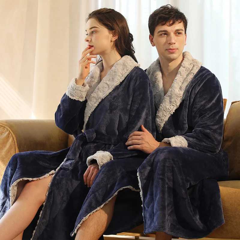 Women Extra Long Thermal Flannel Fur Bathrobe Plus Size Winter Warm Pregnant Bath Robe Zipper Hooded Dressing Gown Men Sleepwear C251104