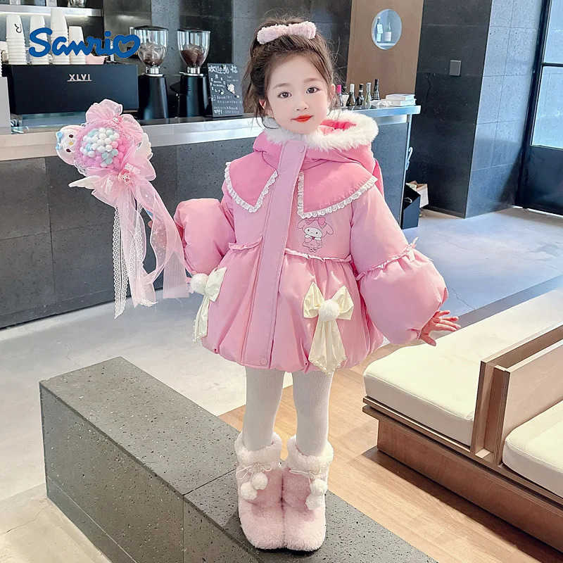Sanrio Kuromi Girls Thickened Cotton Coat Anime Autumn and Winter New Kawaii Fashion Cartoon Halloween Warm Cotton Coat Jacket H251104