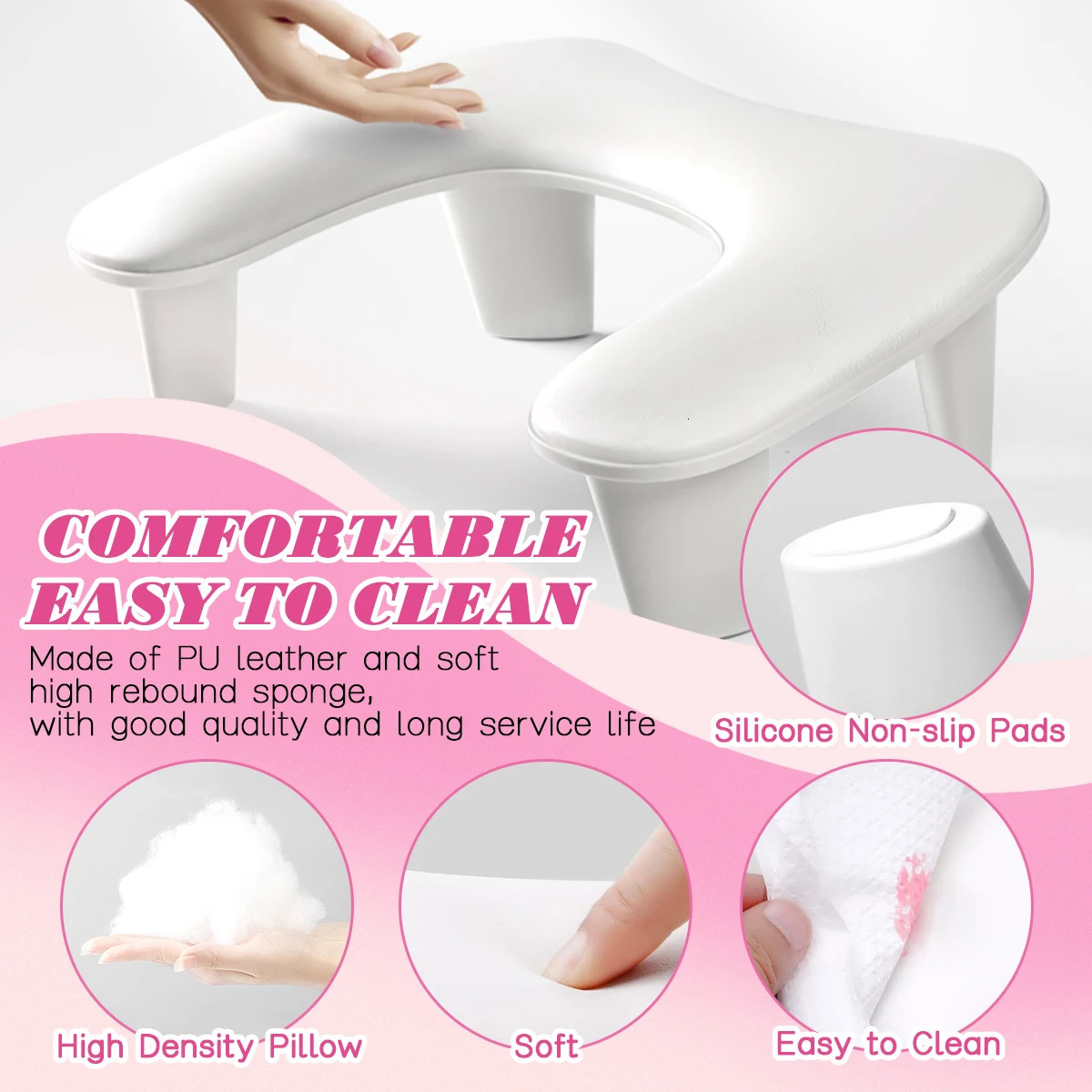 PU Leather Portable Tilt Nail Art Hand Pillow Hand Cushion Removable Stand Manicure Hand Rest Pillow Manicure Tool 250409