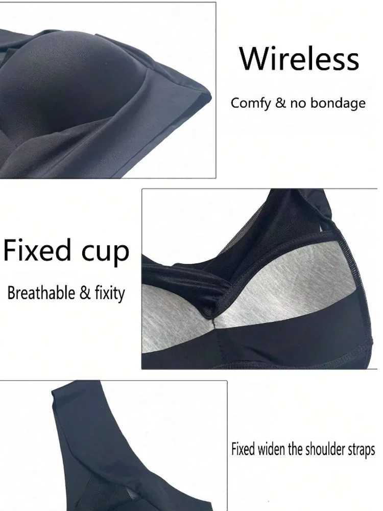 2PCS womens lace sports bra Plus size seam bra strapless womens bra vest Fa Gather shock-absorbing Wir L-5XL W250403