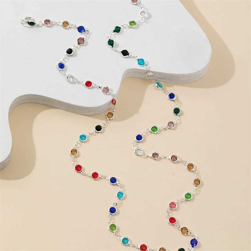 Bohemian Colorful Glass Long Y-Shaped Necklace Metal Collarbone Chain Gold Silver Color Summer Holiday Party Body Jewelry GiftsXJ251104