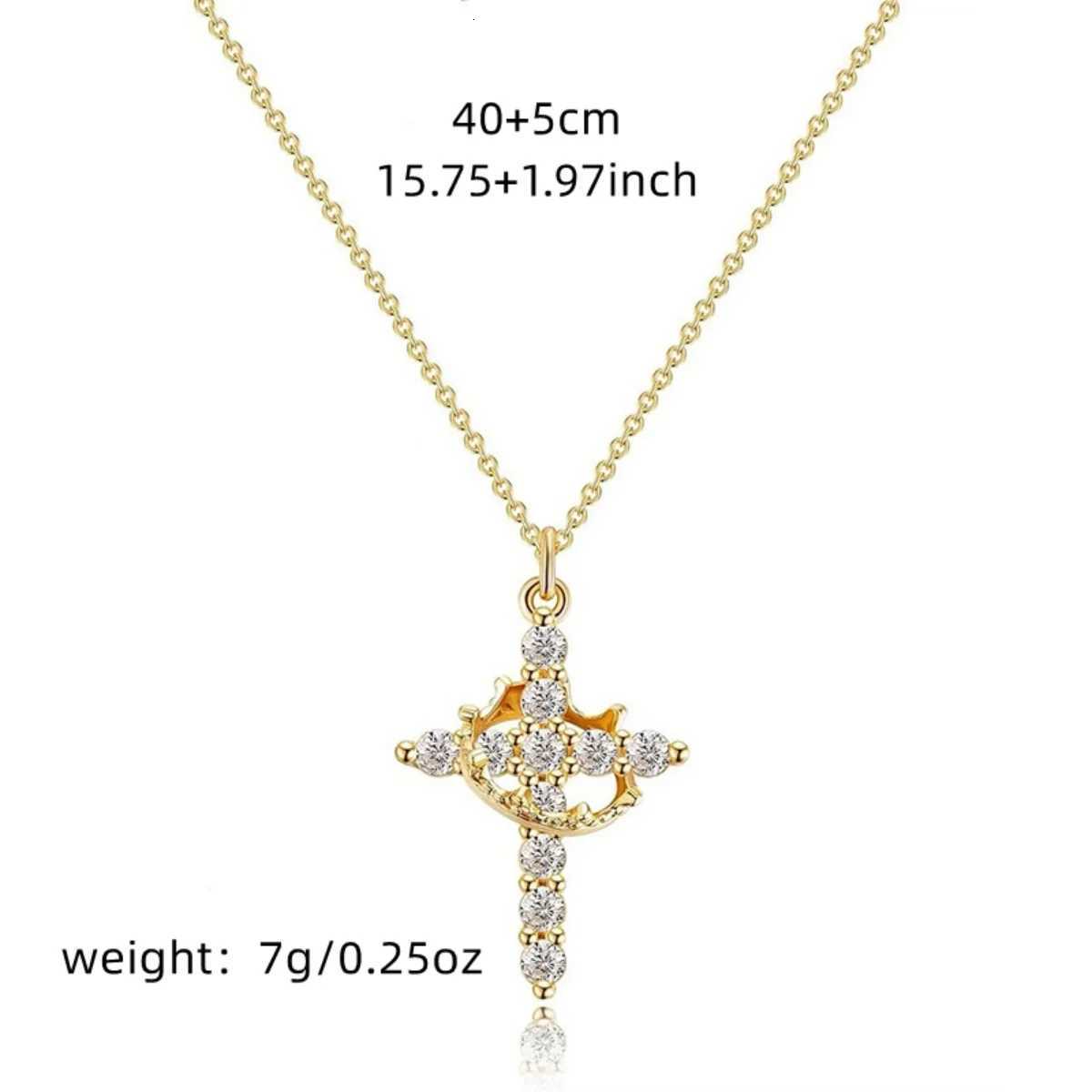 Rotatable Crown Inlaid Zircon Cross Pendant Necklace For Women Men Christian Cross Stainless Steel Chain Choker Prayer JewelryXJ251104
