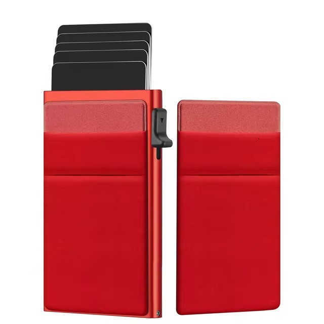 Aluminum alloy card case with automatic pop-out business card holder, anti-theft, anti-scan, RFID card-swiping sleeve, ultra-thin metal card holder