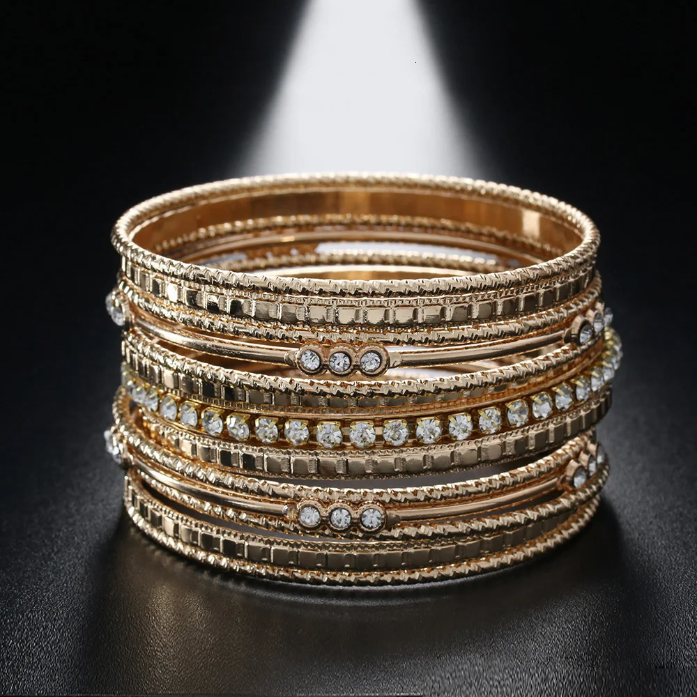 Big Circle Metal Wire Indian Bangle Jewelry Party Gifts Retro Style Trendy Gold Silver Plated Bangles Bracelets Set For Women 250327