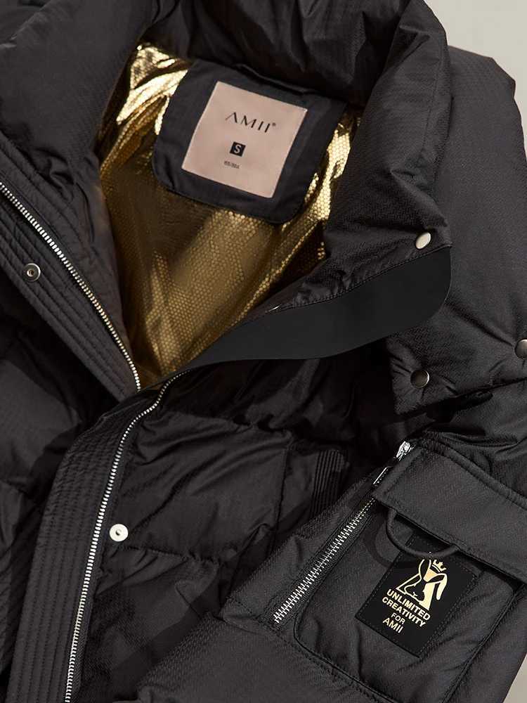 AMII Minimalist Down Jacket For Women 2024 Winter New Thick Warm Top Removable Cap Padded Coat Female Trendy Outerwear 12344192 J251104