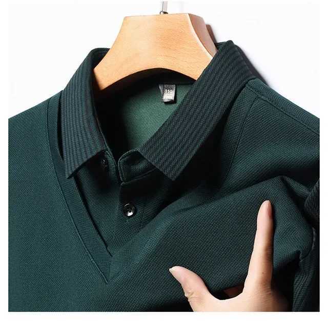 Spring 2025 mens high-end fake two-piece thick shirt with a casual and fashionable collar and bottom polo shirt with soft and high stretch fabric W250