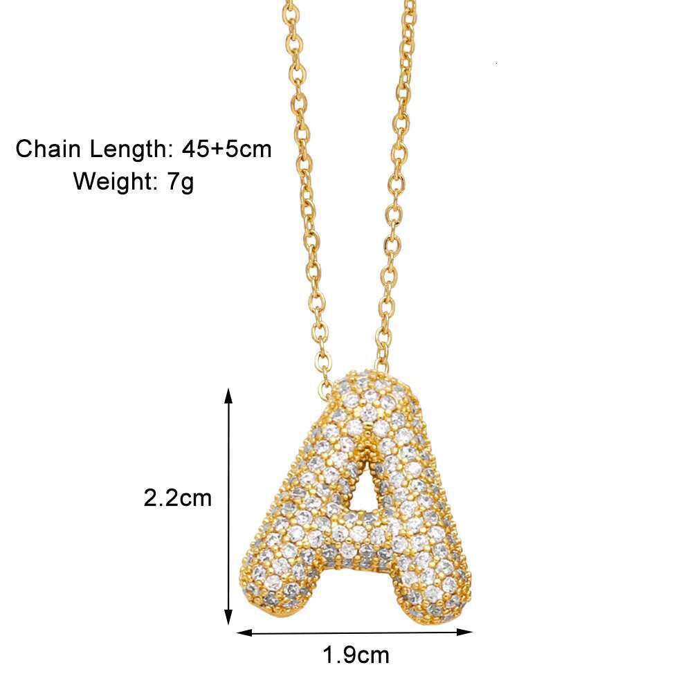 Balloon A-Z Name Initial Letter Iced VVS Moissanite Pendant Hip Hop Straight Pull Fashion Women's Jewelry Necklace