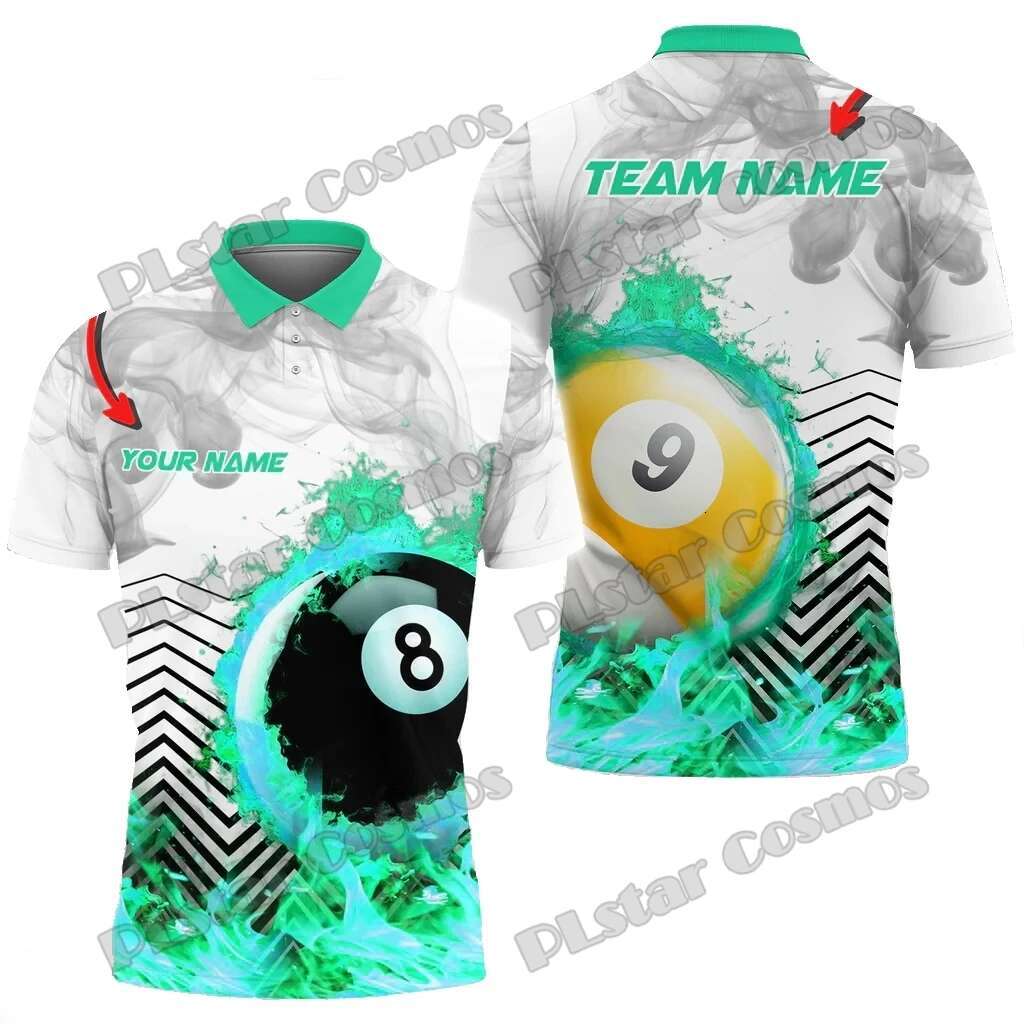 Billiards With Beer Multicolor Options Personalized Name 3D Printed Premium Men's Summer Casual Polo Shirt POL187