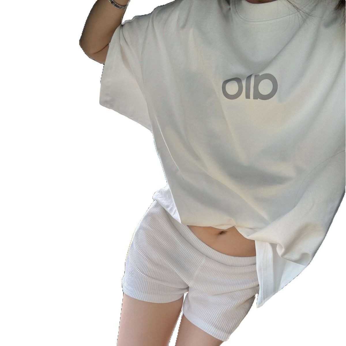 High version short sleeved T-shirt 2025 summer new top unisex couple print loose round neck pullover Y250403WN8H