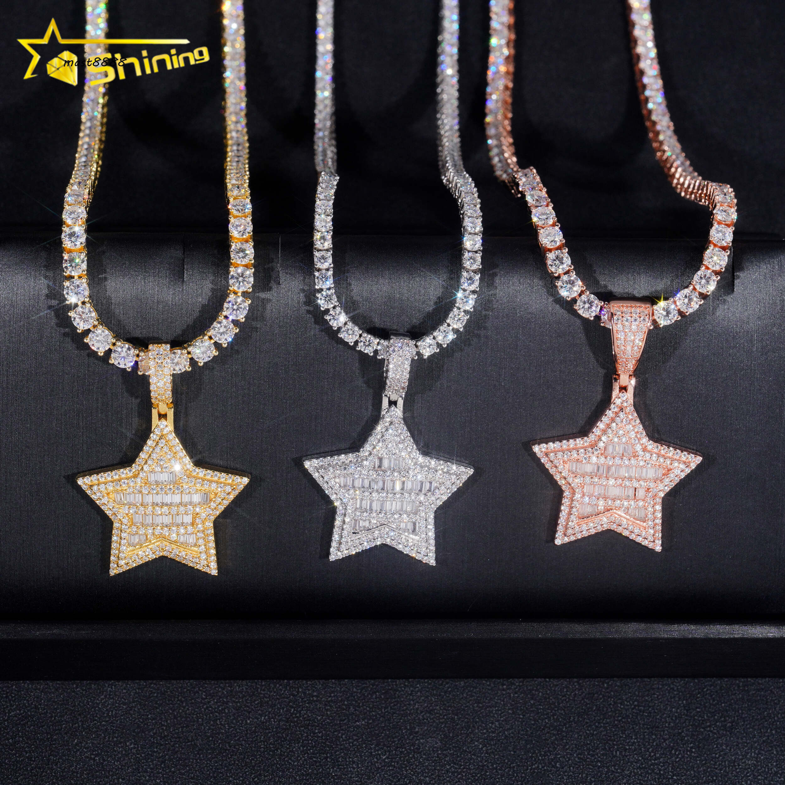 Ready to Ship Star Pendant 925 Sterling Silver VVS Moissanite Pendant Iced Out Diamond Pendant Fine Jewelry