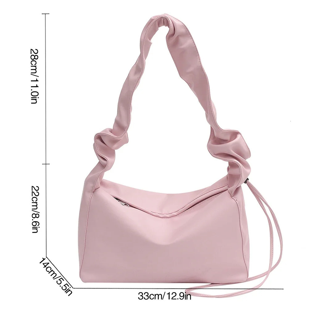 Womens top handle handbag with pleated handles fashionable underwear bag personalized solid color PU leather simple handbag wallet 250402