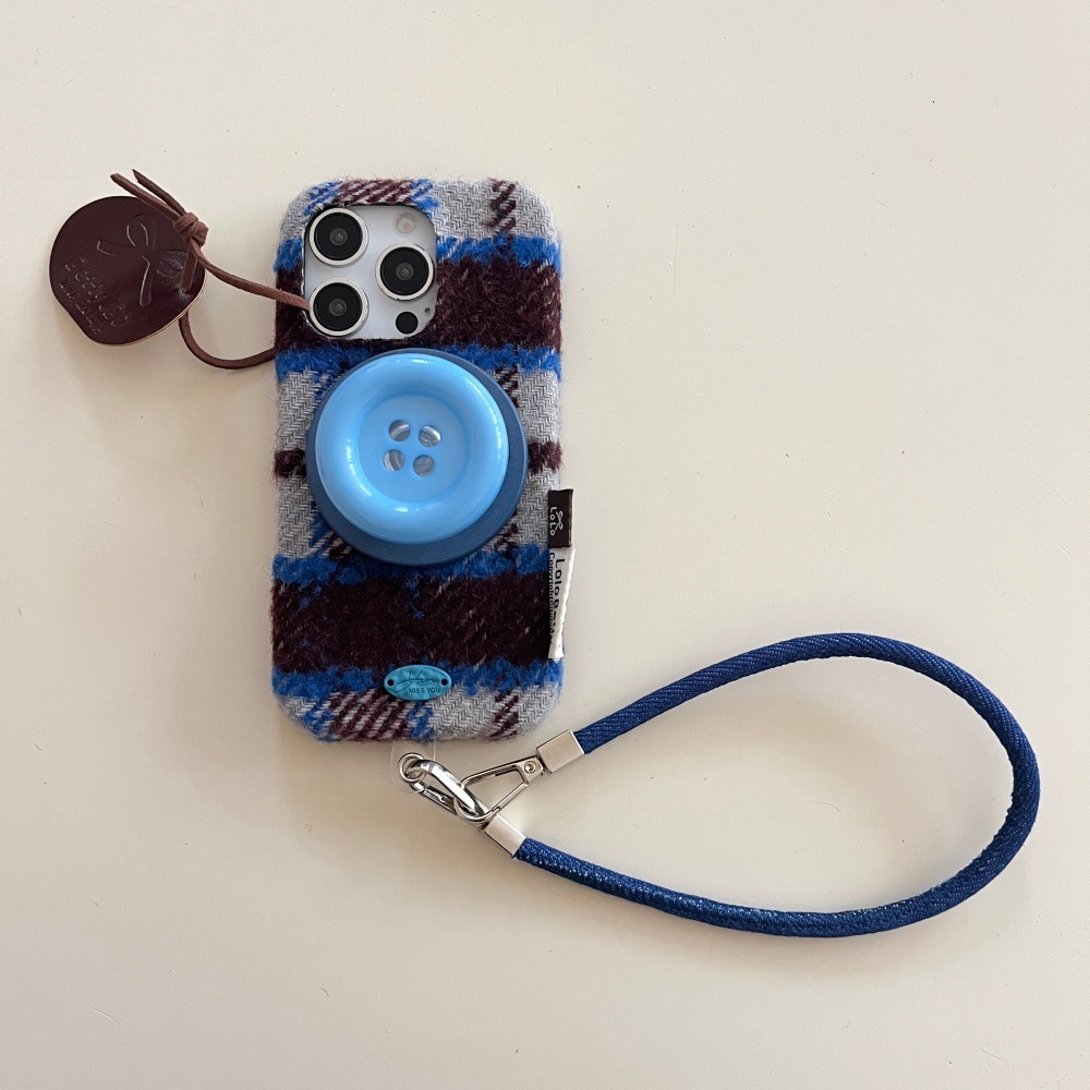 Velvet Color-Block Phone Case Compatible with iPhone 17/16 Pro Max Button Stand iPhone 15/14 Pro Personalized