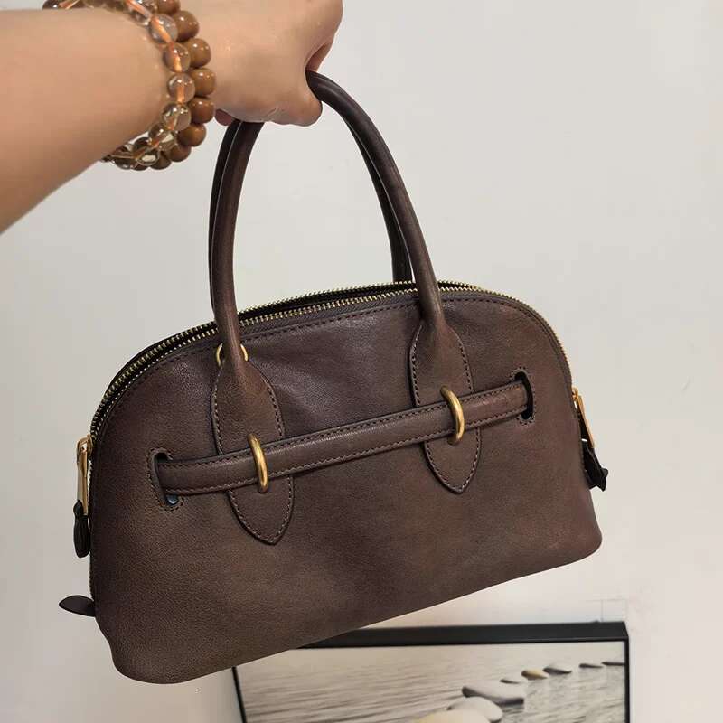2025 Brand Genuine Leather Handbags Fashion Gold Buckle Shoulder Women Spring Retro Sheepskin Boston Bags Lady