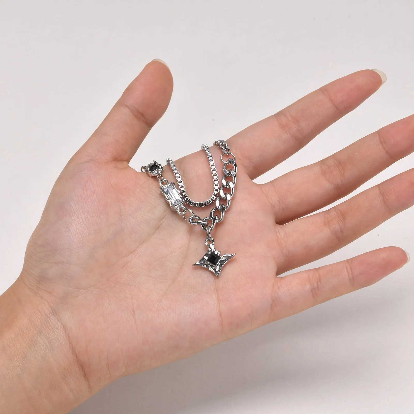 Black Star Charm Choker Necklace for Man Woman Stainless Steel Jewelry Double Link Chain Stacking Collar Birthday Christmas GiftXJ251104