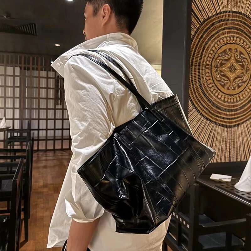 Super High-End Cowhide Tote Large Capacity Genuine Leather Crocodile Pattern Women Shoulde New Brand Shopping Bag